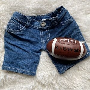 Build a Bear Jean shorts and football